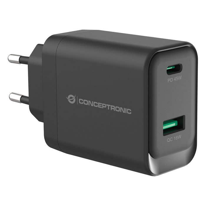 Conceptronic ALTHEA20B45 Cargador de dispositivos móviles 45W GaN con USB-C y USB-A Conceptronic ALTHEA20B45 Cargador de dispositivos móviles 45W GaN con USB-C y USB-A