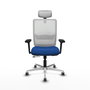 PIQUERAS Y CRESPO Silla de oficina Haches Azul y Blanco con Mecanismo Sincro/Traslack