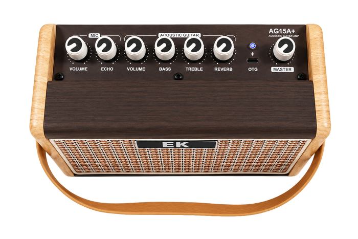 Amplificador Ek de Guitarra Acústica con Batería Recargable Ag15A+