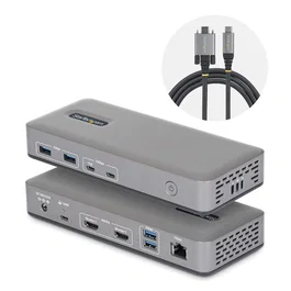 StarTech.com Docking Station USB-C para 2 Monitores HDMI 4K 60Hz, Ethernet Gigabit y PD 100W, Gris