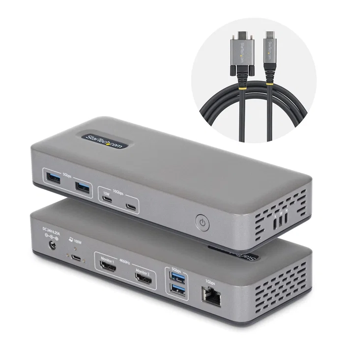 StarTech.com Docking Station USB-C 2 Monitores HDMI 4K 60Hz Ethernet 1Gbps Carga Portátil 100W USB 3.2 Gen 2 Gris StarTech.com Docking Station USB-C 2 Monitores HDMI 4K 60Hz Ethernet 1Gbps Carga Portátil 100W USB 3.2 Gen 2 Gris