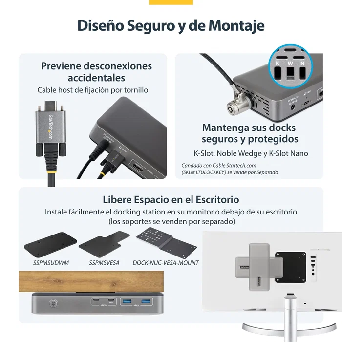 StarTech.com Docking Station USB-C Dual HDMI 4K 60Hz 100W PD Gris StarTech.com Docking Station USB-C Dual HDMI 4K 60Hz 100W PD Gris