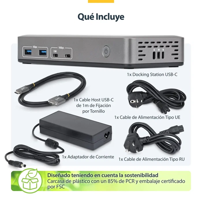 StarTech.com Docking Station USB-C Dual HDMI 4K 60Hz 100W PD Gris StarTech.com Docking Station USB-C Dual HDMI 4K 60Hz 100W PD Gris