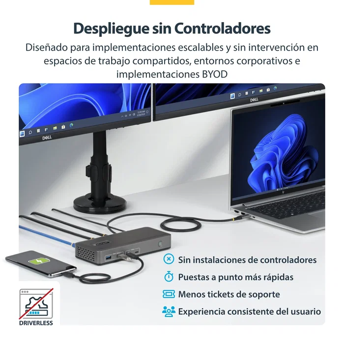 StarTech.com Docking Station USB-C Dual HDMI 4K 60Hz 100W PD Gris StarTech.com Docking Station USB-C Dual HDMI 4K 60Hz 100W PD Gris