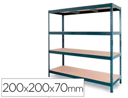 Ar Storage Estantería Metálica 200x200x70 cm, 4 Estantes, 450 kg por Estante, Bandejas de Madera, Sin Tornillos, Gris Antracita