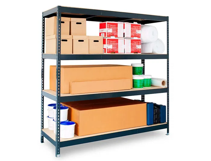 Ar Storage Estantería Metálica 200x200x70 cm, 4 Estantes, 450 kg por Estante, Bandejas de Madera, Sin Tornillos, Gris Antracita