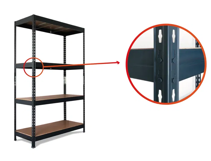 Ar Storage Estantería Metálica 200x200x70 cm, 4 Estantes, 450 kg por Estante, Bandejas de Madera, Sin Tornillos, Gris Antracita