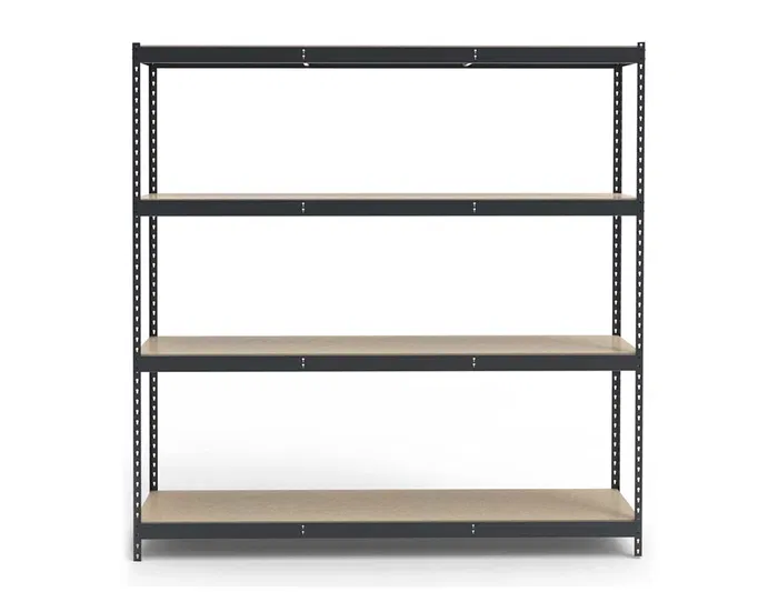 Ar Storage Estantería Metálica 200x200x70 cm, 4 Estantes, 450 kg por Estante, Bandejas de Madera, Sin Tornillos, Gris Antracita