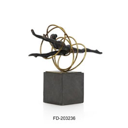 DKD Home Decor Figura de Gimnasta en Resina y Metal Negro y Dorado