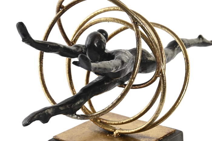 DKD Home Decor Figura de Gimnasta en Resina y Metal Negro y Dorado