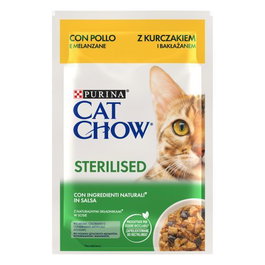 Cat Chow Comida para Gatos Esterilizados con Pollo y Berenjena, 26x85gr