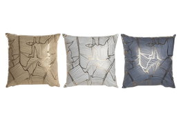 DKD Home Decor Set de 6 Cojines de Hojas, Blanco, Gris y Amarillo