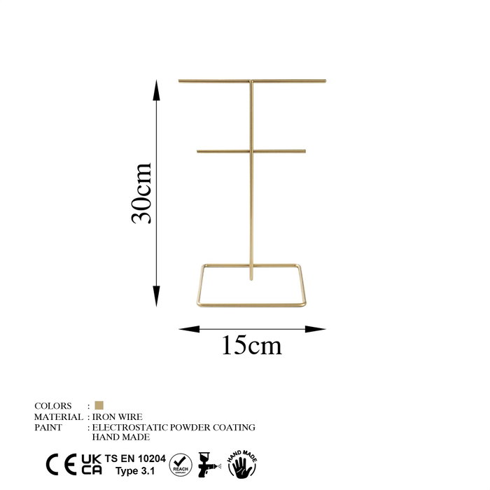 Aberto Design Organizador de Joyero TK-004 Dorado Metálico Elegante para Tocador