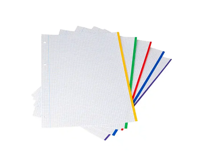 Liderpapel Recambio A4 120 Hojas 90g Cuadro 4mm 4 Taladros Bandas 5 Colores