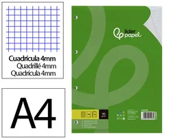 Liderpapel Recambio A4 120 Hojas 90g Cuadro 4mm 4 Taladros Bandas 5 Colores