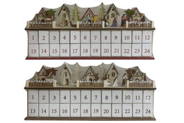 DKD Home Decor Calendario de Adviento LED de Madera 45x11x23 cm, Surtido de 2 unidades