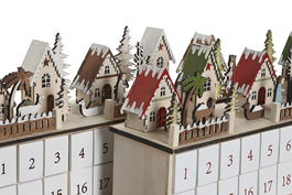 DKD Home Decor Calendario Adviento Navidad Tradicional Rojo Beige 11 x 23 x 45 cm (2 Unidades)