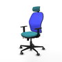 PIQUERAS Y CRESPO Silla de oficina Jorquera con mecanismo Sincro/Traslack, Turquesa y Azul