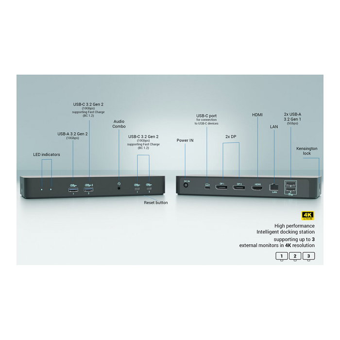 I-Tec C31INTGTRI4KDOCPDCH Docking Station USB-C Triple Display 1xHDMI 2xDP 1xGLAN 2xUSB-C Gen2 100W Negro I-Tec C31INTGTRI4KDOCPDCH Docking Station USB-C Triple Display 1xHDMI 2xDP 1xGLAN 2xUSB-C Gen2 100W Negro