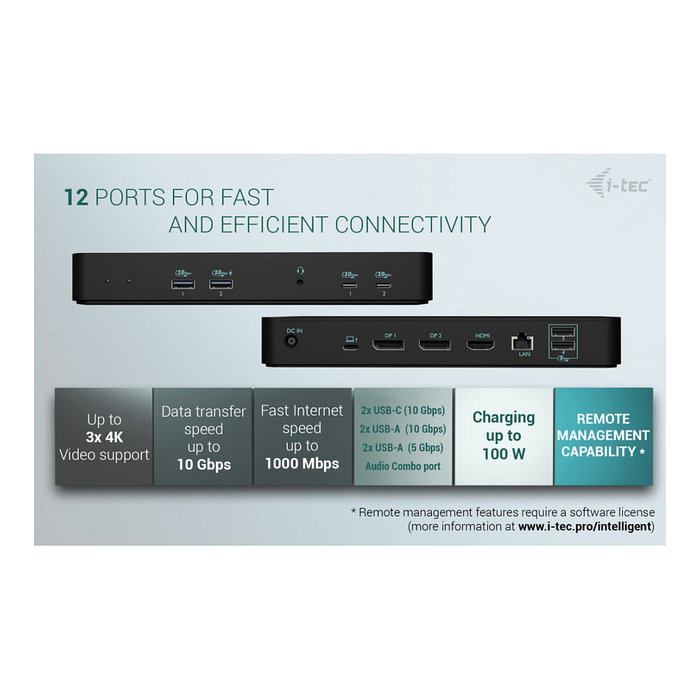 I-Tec C31INTGTRI4KDOCPDCH Docking Station USB-C Triple Display 1xHDMI 2xDP 1xGLAN 2xUSB-C Gen2 100W Negro I-Tec C31INTGTRI4KDOCPDCH Docking Station USB-C Triple Display 1xHDMI 2xDP 1xGLAN 2xUSB-C Gen2 100W Negro