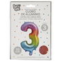 Party Time Globo Cifra 3 Arco Iris 35 cm para Cumpleaños