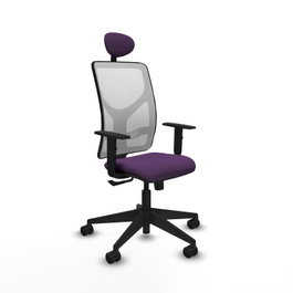 PIQUERAS Y CRESPO Silla de oficina Motilla con mecanismo Sincro, Tela Morada y Malla Blanca
