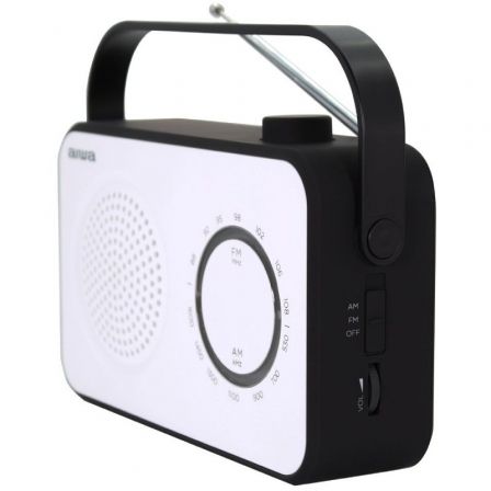 Aiwa Radio Portátil R-190BW Blanco AM/FM Altavoz 3, Aux In, ASA, Antena Telescópica