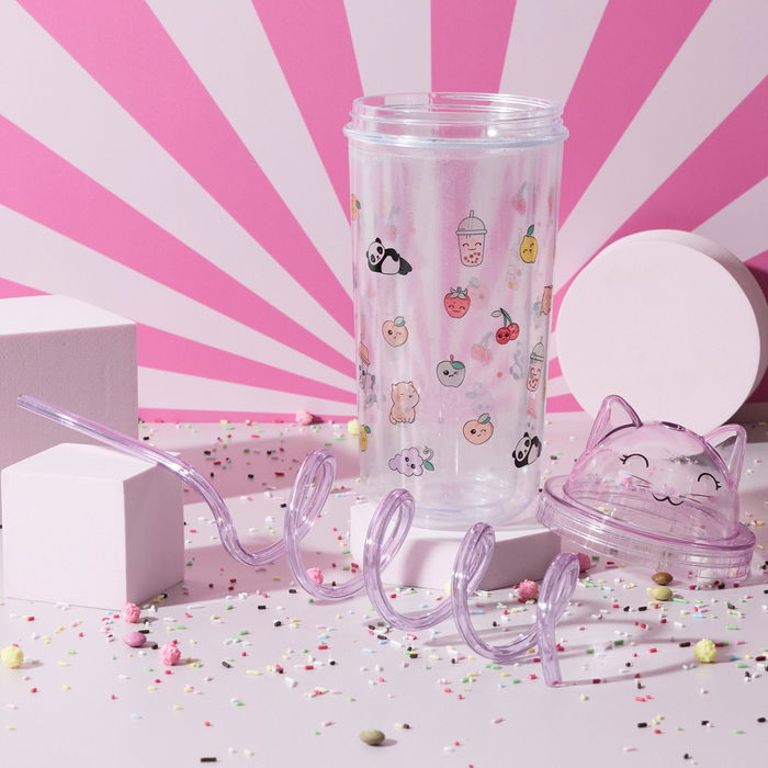 The Concept Factory Mug con Pajita Gato 400 Ml Colección Kawaii
