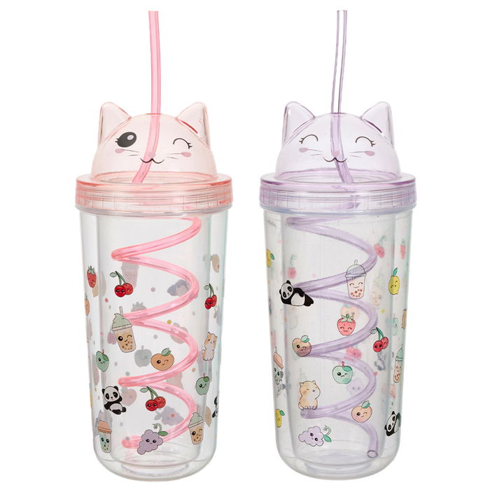The Concept Factory Mug con Pajita Gato 400 Ml Colección Kawaii