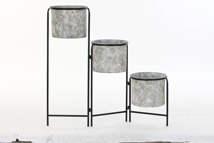 DKD Home Decor Macetero Urbano Gris Metal 25 x 81 x 82 cm Desmontable