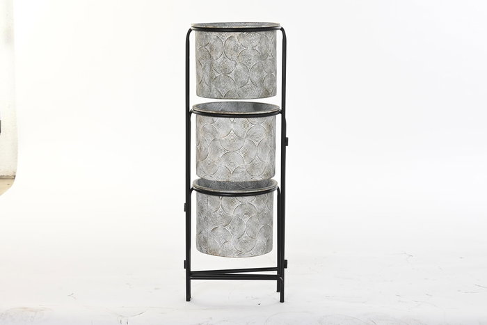 DKD Home Decor Macetero Urbano Gris Metal 25 x 81 x 82 cm Desmontable