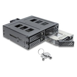 DeLOCK 47141 Bandeja de 5.25 pulg. para 4 x 2.5 pulg. SATA o SAS HDD/SSD con candado