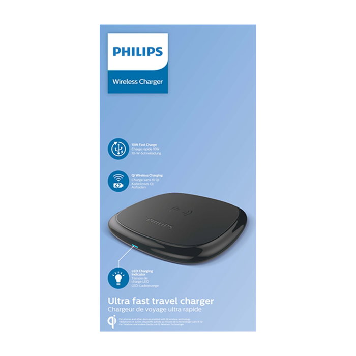 PHILIPS Cargador inalámbrico Qi 10W con carga rápida