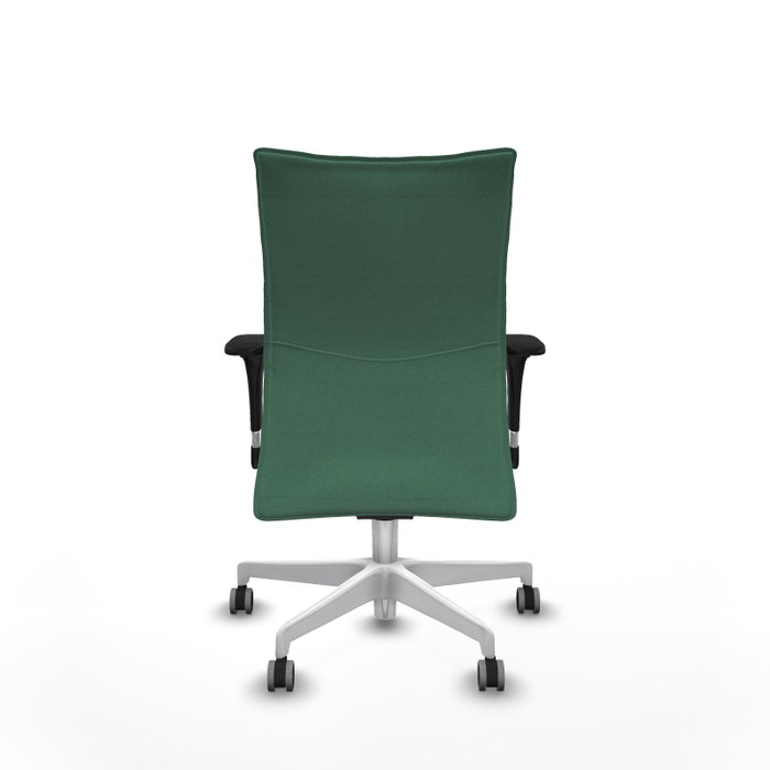 PIQUERAS Y CRESPO Silla Albacete Confidente Verde Esmeralda con Mecanismo Sincro y Base Blanca