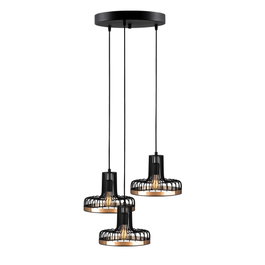 Lámpara Colgante Fellini Negro/Cobre 3 x E 27