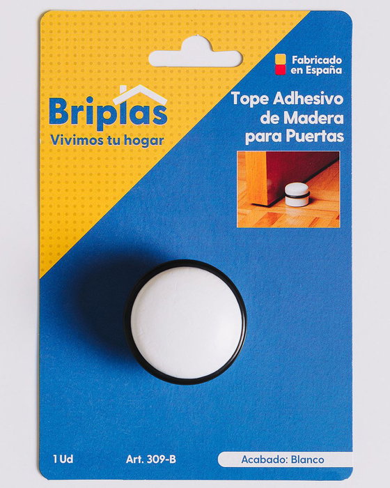 BRIPLAS Tope de Puerta Adhesivo Madera Cilindro Blanco BRIPLAS Tope de Puerta Adhesivo Madera Cilindro Blanco