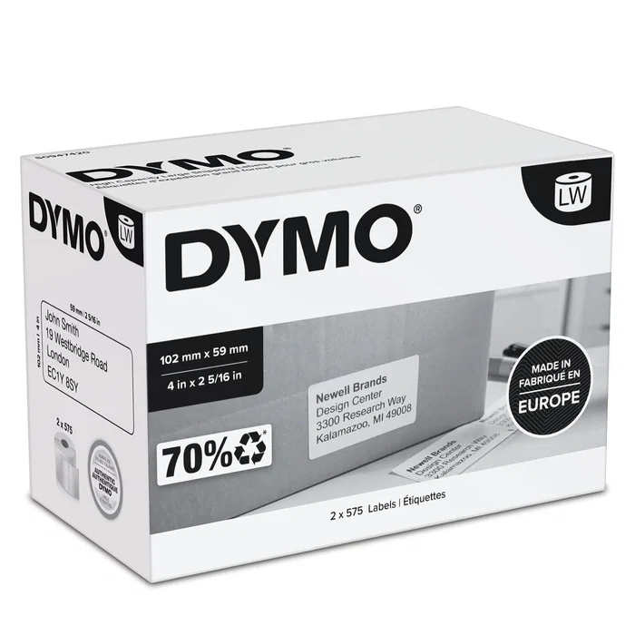 Dymo Etiquetas de Envío de Alta Capacidad 102x59mm, 2 Rollos Blanco