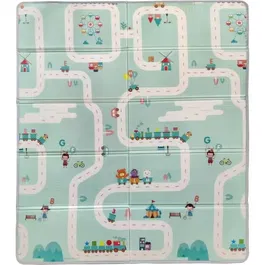 Tineo TIN3275056061108 Tapete de Juego Reversible Maxi 150 x 180 cm Diseño Animales / Pista de Coches