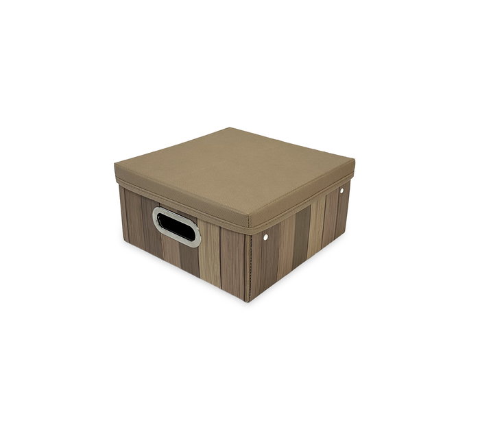 Inde Caja de Cartón Multiusos con Tapa, 27 x 27 x 4 cm, Color Té con TNT (18 Unidades)