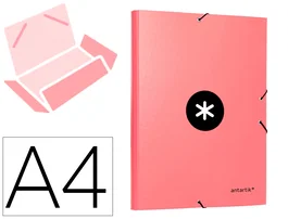 Antartik Carpeta de Gomas Tres Solapas Cartón Forrado A4 Color Coral