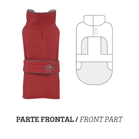 Nayeco Impermeable para Perro Dancing Rain Cerrado Rojo 20 cm, Ropa para Mascotas Resistente al Agua para Paseos Seguros en Días de Lluvia