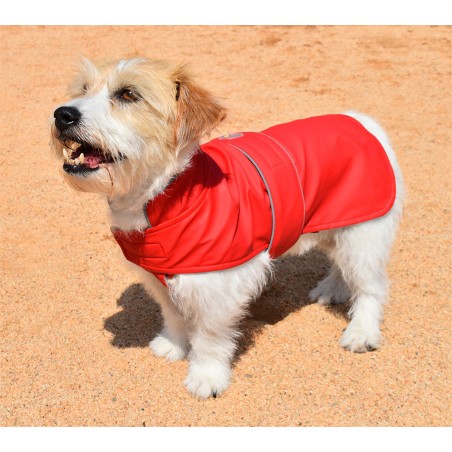 Nayeco Impermeable para Perro Dancing Rain Cerrado Rojo 20 cm, Ropa para Mascotas Resistente al Agua para Paseos Seguros en Días de Lluvia