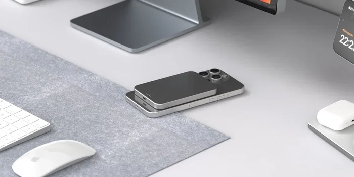 LINQ LQWP052 Batería Externa 5000 mAh Power Bank Magnética e Inalámbrica, Compatible MagSafe, Carga USB-C PD 20W, Plata Aluminio y Plástico