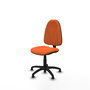 Silla de oficina Algarra con mecanismo Contacto permanente básico tapizada con Tela color Naranja. Equipada con Base poliamida negra, Sin brazosy Topes
