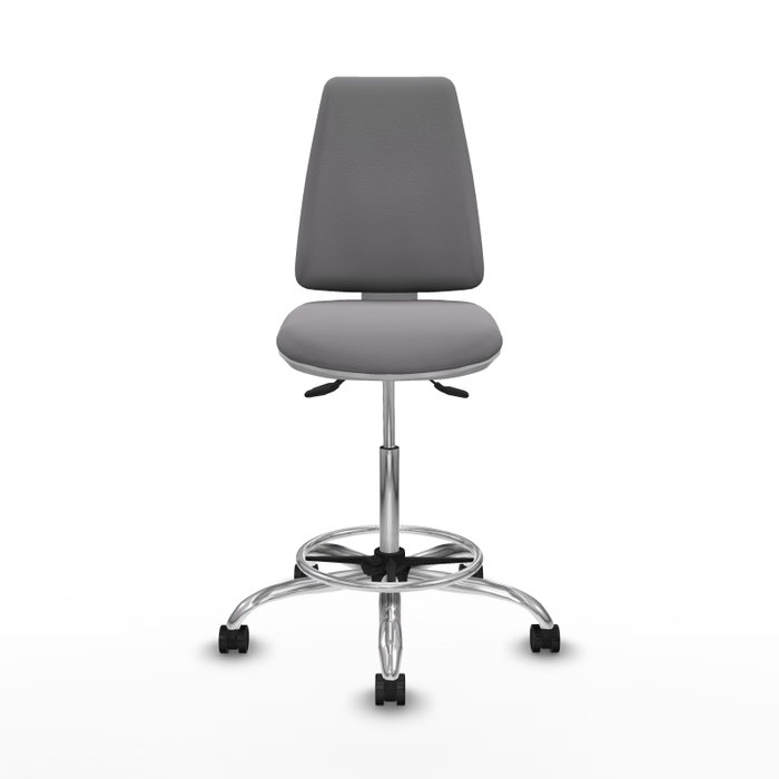 PIQUERAS Y CRESPO Taburete Elche blanco AS tapizado en similpiel gris con base cromada PIQUERAS Y CRESPO Taburete Elche blanco AS tapizado en similpiel gris con base cromada