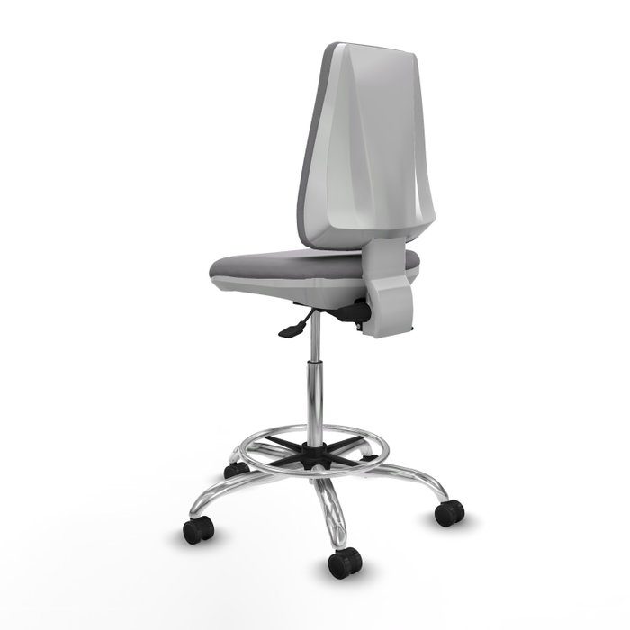 PIQUERAS Y CRESPO Taburete Elche blanco AS tapizado en similpiel gris con base cromada PIQUERAS Y CRESPO Taburete Elche blanco AS tapizado en similpiel gris con base cromada