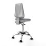 PIQUERAS Y CRESPO Taburete Elche blanco AS tapizado en similpiel gris con base cromada