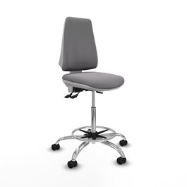 PIQUERAS Y CRESPO Taburete Elche blanco AS tapizado en similpiel gris con base cromada