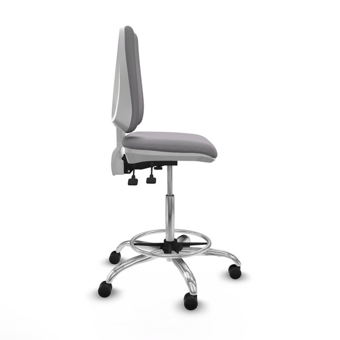PIQUERAS Y CRESPO Taburete Elche blanco AS tapizado en similpiel gris con base cromada PIQUERAS Y CRESPO Taburete Elche blanco AS tapizado en similpiel gris con base cromada