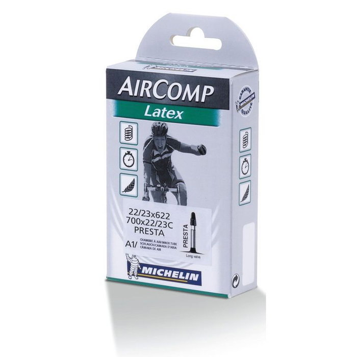 Michelin Cámara Aircomp Latex A1 28x1 Presta 60mm Ligera y Resistente Michelin Cámara Aircomp Latex A1 28x1 Presta 60mm Ligera y Resistente